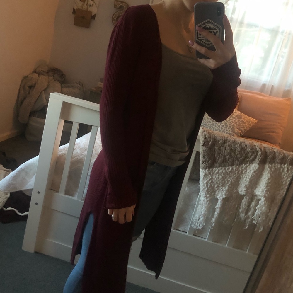 Long maroon sweater